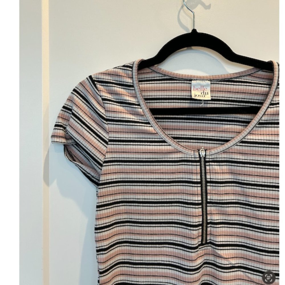 zip up striped top - Picture 2 of 7
